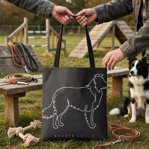 Bolso De Tela Arte gráfico de perro de línea minimalista Border