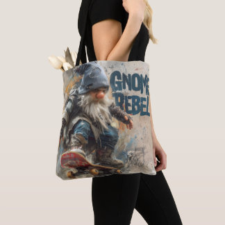 Bolso De Tela Arte gráfico de skateboarding del gnomo rebelde