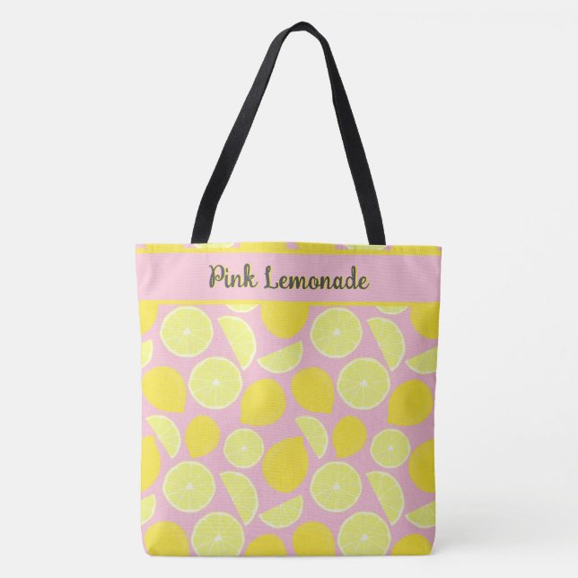 Bolso De Tela Arte lemon tropical rosa rosado juguetón (Anverso)