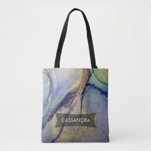 Bolso De Tela Arte líquido abstracto multicolor y oro