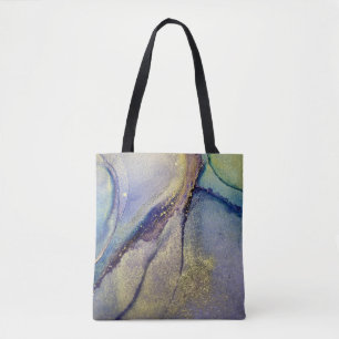 Bolso De Tela Arte líquido abstracto multicolor y oro