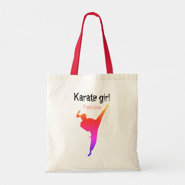 Bolso De Tela Arte marcial de Chica de karate moderno (Reverso)