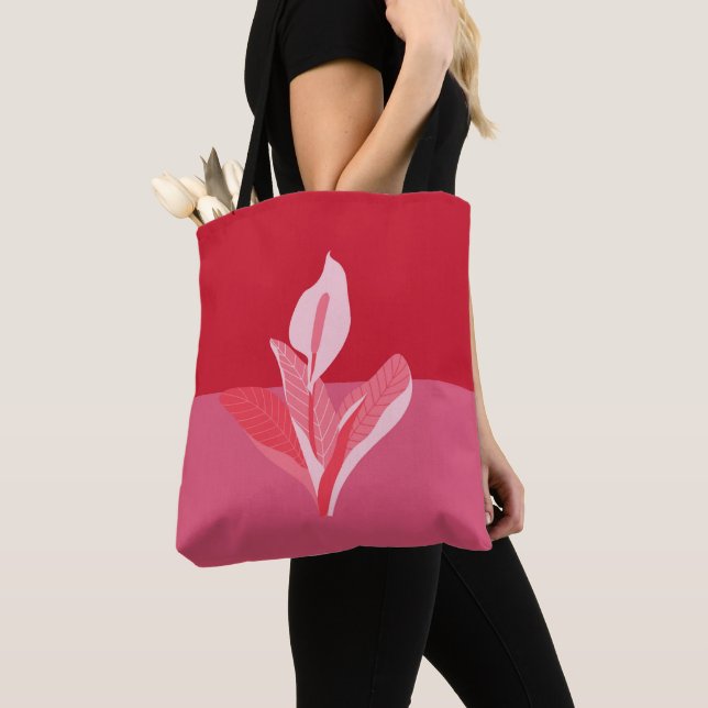 Bolso De Tela Arte moderno Calla Lily Red Pink (Detalle)