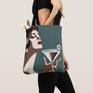 Bolso De Tela Arte Moderno de Mitad de Siglo La DIva del Martini