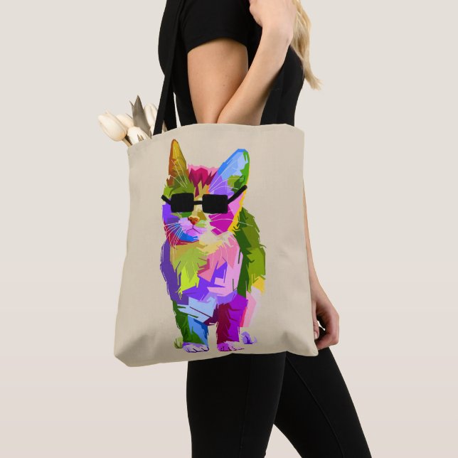 Bolso De Tela Arte moderno genial arte pop kitty cat (Detalle)