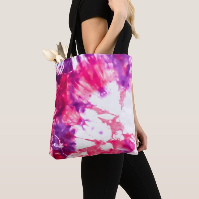 Bolso De Tela Arte moderno Resumen Neon Pink Purple Tie Dye (Detalle)