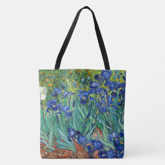 Bolso De Tela Arte natural de las flores azules de Irises Vincen
