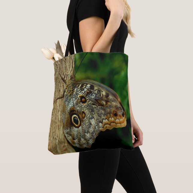 Bolso De Tela Arte natural de mariposa de búho marrón (Detalle)