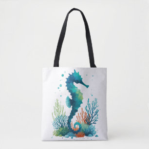 Bolso De Tela arte náutico/de playa/caballito de mar costero