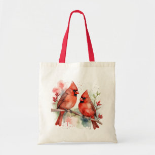 Bolso De Tela Arte Navideño de Cardenales Rojos