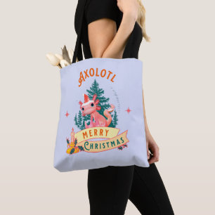 Bolso De Tela Arte Navideño Divertido de Ajolote Adorable