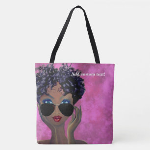 Bolso De Tela Arte negro de la hermandad de mujeres rosada