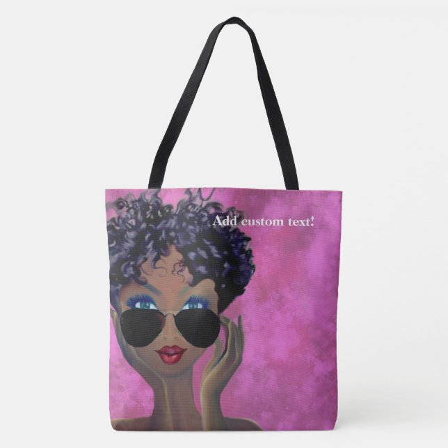 Bolso De Tela Arte negro de la hermandad de mujeres rosada (Anverso)