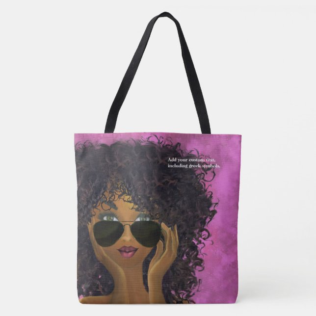 Bolso De Tela Arte negro de la hermandad de mujeres rosada (Anverso)