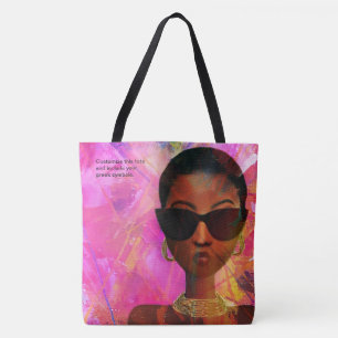 Bolso De Tela Arte negro salvaje del rosa 2 de encargo