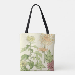 Bolso De Tela Arte Nouveau Antiguo, Crisantemos en un Jardín