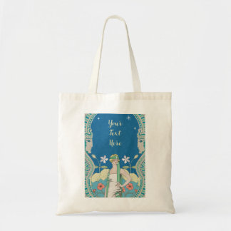 Bolso De Tela Arte Nuevo Personalizado Pasaje de Dama Azul Vinta