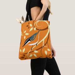 Bolso De Tela Arte Nuthatch estilizado