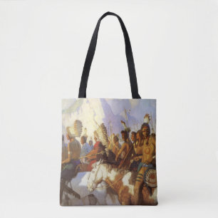Bolso De Tela Arte occidental vintage, fiesta de guerra india po