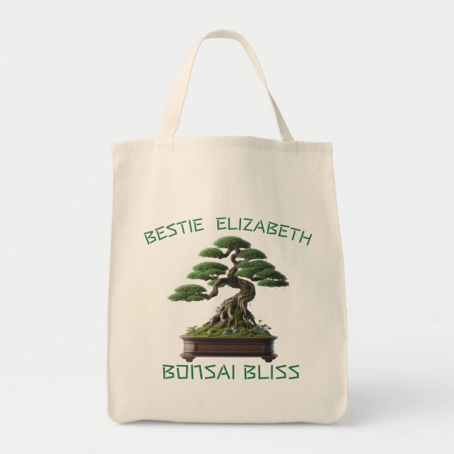 Bolso De Tela Arte oral del árbol Bonsai japonés personalizado (Frente)