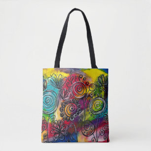 Bolso De Tela Arte original del Jardín de Flores de Colorido y c