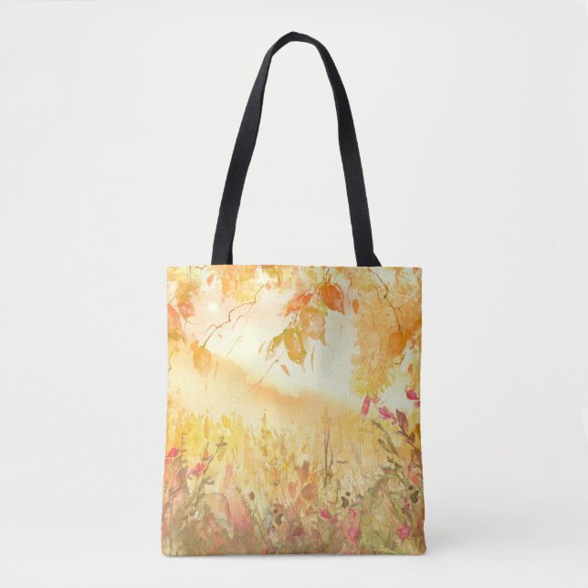 Bolso De Tela Arte paisajístico del paisaje del campo acuarela (Anverso)