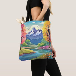 Bolso De Tela Arte paisajístico del río Montaña