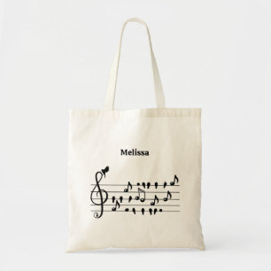 Bolso De Tela Arte personalizado de clave de sol de ave canora