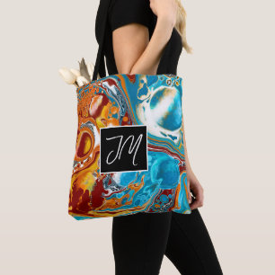 Bolso De Tela Arte personalizado de fluidos de cobre y mármol az