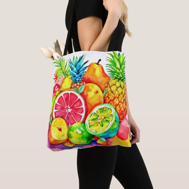 Bolso De Tela Arte Personalizado de frutas tropicales (Detalle)