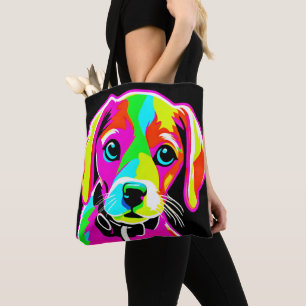 Bolso De Tela Arte Pop Cachorro Neon