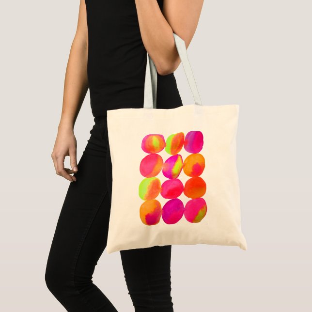 Bolso De Tela Arte pop de puntos de neón acuarela (Anverso (producto))