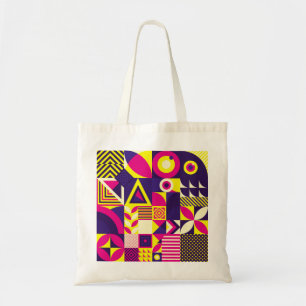 Bolso De Tela Arte pop, formas geométricas coloridas.