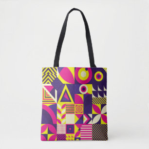 Bolso De Tela Arte pop, formas geométricas coloridas.