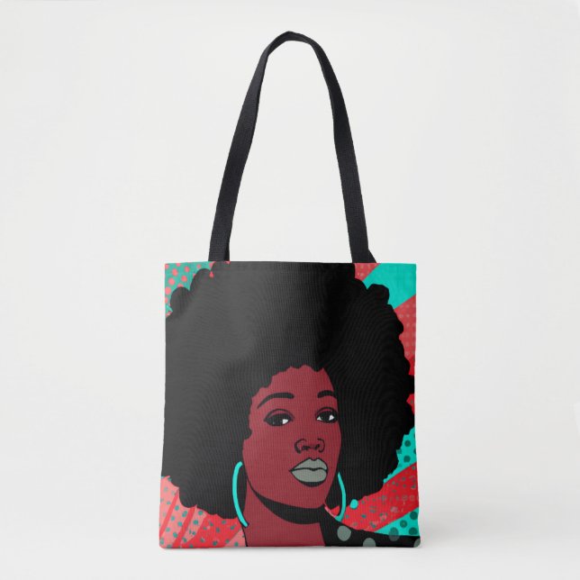 Bolso De Tela Arte pop Gurl negro (Anverso)