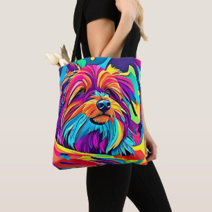 Bolso De Tela Arte Pop Yorkie Vibrante