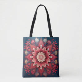 Bolso De Tela Arte Radiante Floral Rojo Mandala