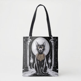 Bolso De Tela Arte Regal Egipcio de Gato Negro