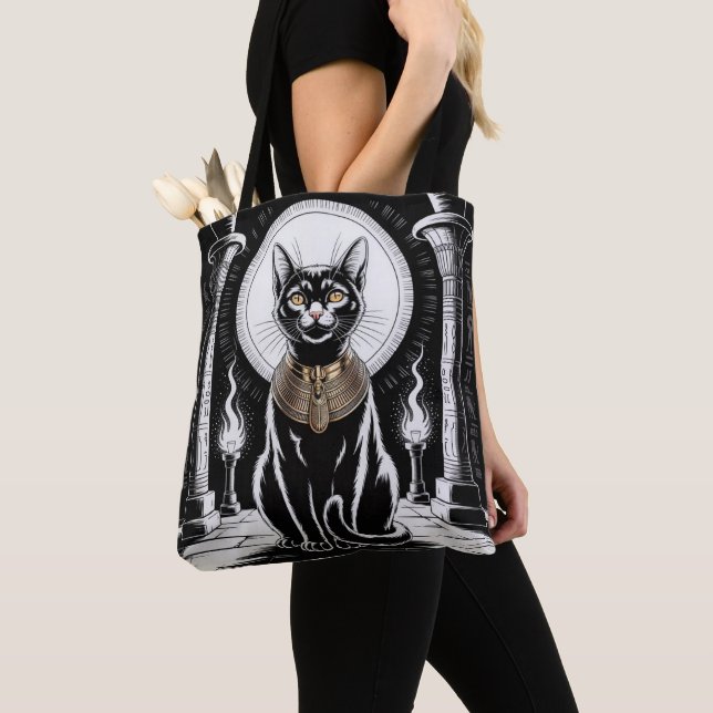 Bolso De Tela Arte Regal Egipcio de Gato Negro (Detalle)