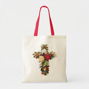 Bolso De Tela Arte Religioso Cruz Botánica Antigua de Rosas