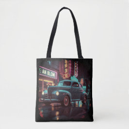 Bolso De Tela Arte Retro Escena Calle 1940s Coche Clásico