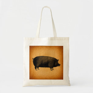 Bolso De Tela Arte rústico de cerdo pintado ilustrado