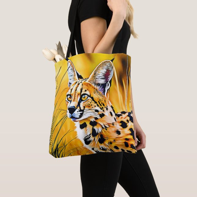 Bolso De Tela Arte serval africano (Detalle)