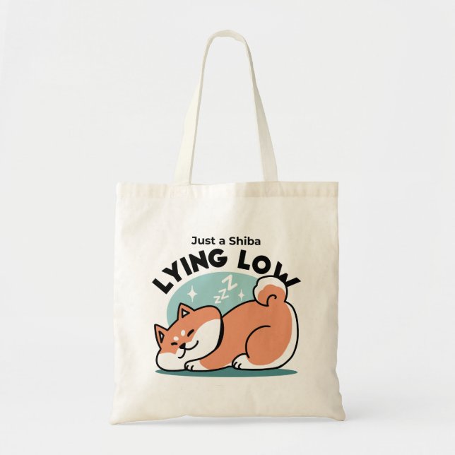 Bolso De Tela Arte Shiba Inu relajado: Solo un Shiba bajo tierra (Frente)