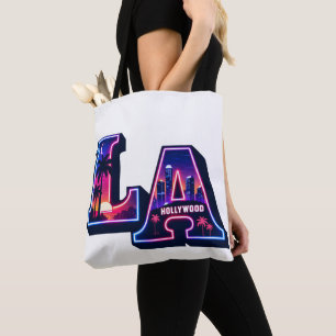 Bolso De Tela Arte tipográfico neón al estilo California de los