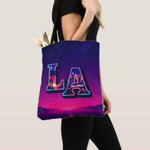 Bolso De Tela Arte tipográfico neón al estilo California de los
