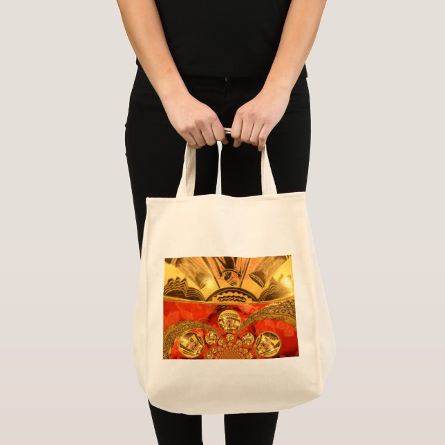 Bolso De Tela Arte tradicional africano rojo dorado (Anverso (producto))