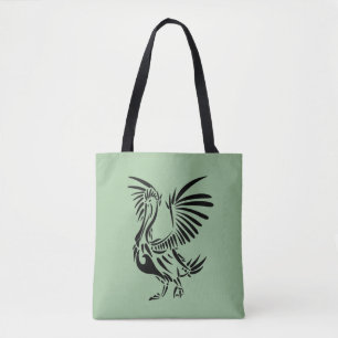 Bolso De Tela Arte tribal de pelícano sobre verde