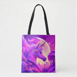 Bolso De Tela Arte Unicornio rosa y púrpura