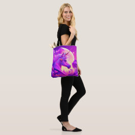 Bolso De Tela Arte Unicornio rosa y púrpura
